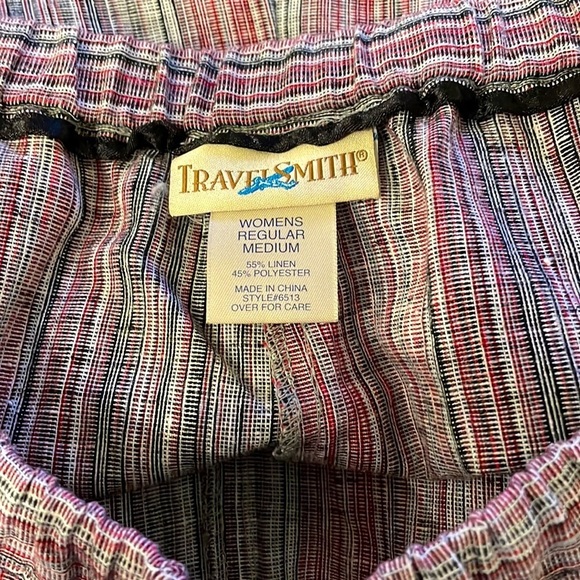 Travelsmith Size Medium Striped Linen Blend Pants - Picture 5 of 5